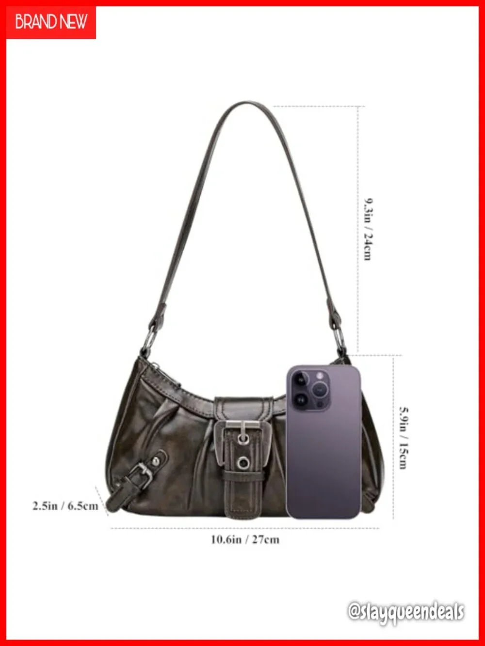 Vegan Leather Hobo Shoulder Bag Tote Purse with Zipper Pockets